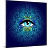 Sacred Geometry Symbol with All Seeing Eye in Acid Colors. Mystic, Alchemy, Occult Concept. Design-Gorbash Varvara-Mounted Art Print