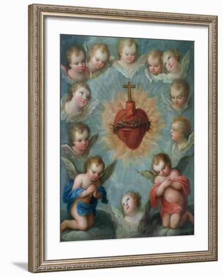 Sacred Heart of Jesus Surrounded by Angels, c.1775-Jose de or Joseph Paez-Framed Giclee Print