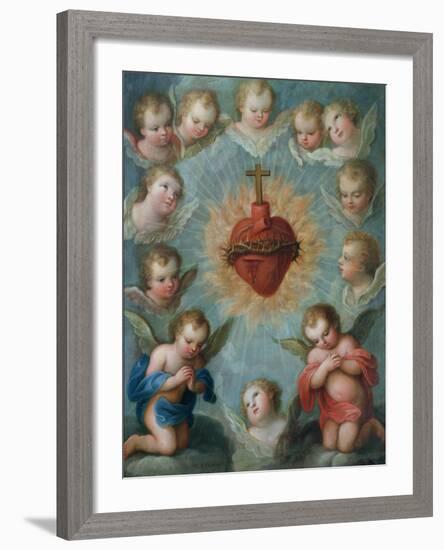 Sacred Heart of Jesus Surrounded by Angels, c.1775-Jose de or Joseph Paez-Framed Giclee Print