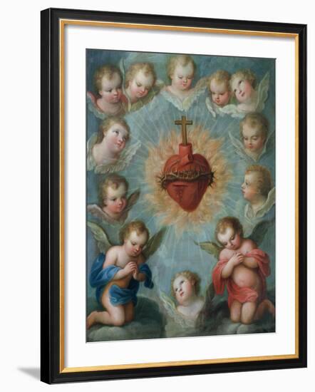 Sacred Heart of Jesus Surrounded by Angels, c.1775-Jose de or Joseph Paez-Framed Giclee Print