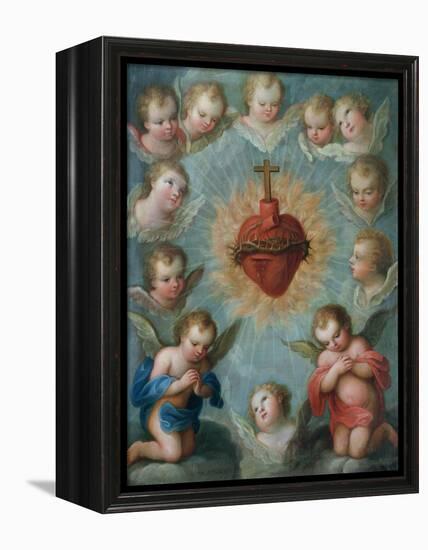 Sacred Heart of Jesus Surrounded by Angels, c.1775-Jose de or Joseph Paez-Framed Premier Image Canvas