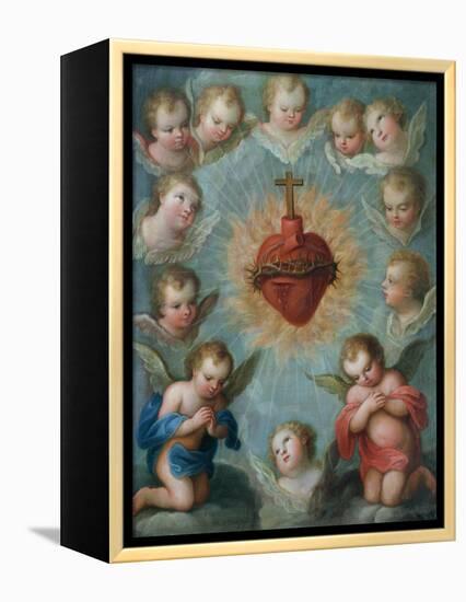 Sacred Heart of Jesus Surrounded by Angels, c.1775-Jose de or Joseph Paez-Framed Premier Image Canvas