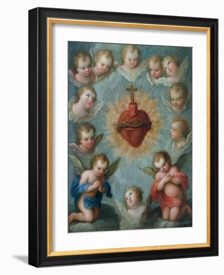 Sacred Heart of Jesus Surrounded by Angels, c.1775-Jose de or Joseph Paez-Framed Giclee Print