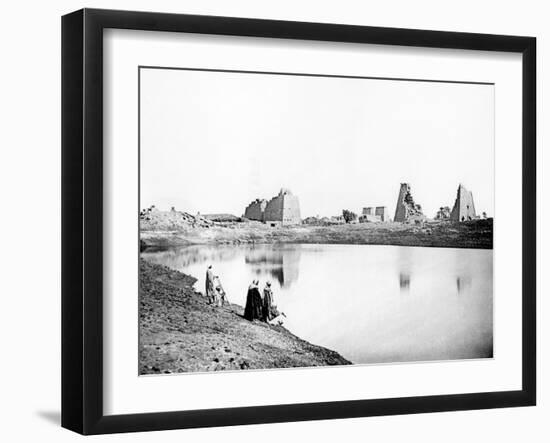 Sacred Lake and Temple Ruins, Karnak, Nubia, Egypt, 1887-Henri Bechard-Framed Giclee Print