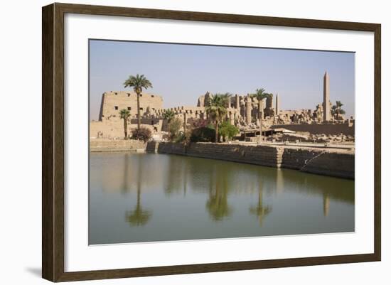 Sacred Lake (Foreground), Karnak Temple, Luxor, Thebes, Egypt, North Africa, Africa-Richard Maschmeyer-Framed Photographic Print