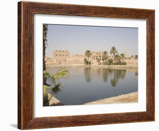 Sacred Lake, Temples of Karnak, Karnak, Near Luxor, Thebes, UNESCO World Heritage Site, Egypt-Philip Craven-Framed Photographic Print