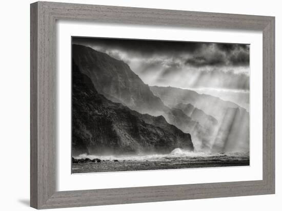 Sacred Light and Mist at Na Pali Coast, Kauai Hawaii-Vincent James-Framed Photographic Print