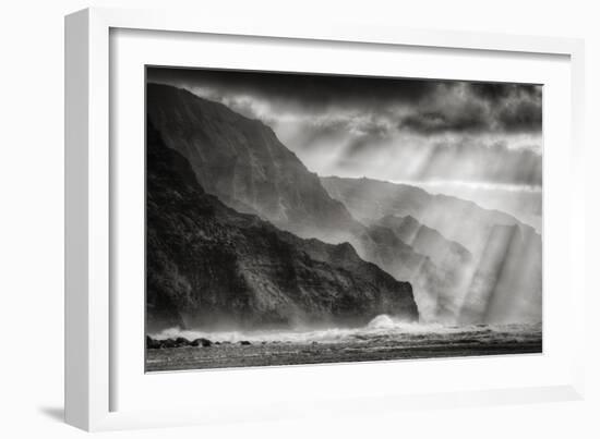 Sacred Light and Mist at Na Pali Coast, Kauai Hawaii-Vincent James-Framed Photographic Print