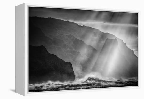 Sacred Light and Waves at the Na Pali Coast, Kauai Hawaii-Vincent James-Framed Premier Image Canvas