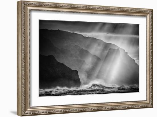 Sacred Light and Waves at the Na Pali Coast, Kauai Hawaii-Vincent James-Framed Photographic Print