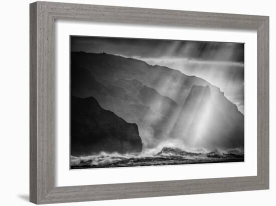 Sacred Light and Waves at the Na Pali Coast, Kauai Hawaii-Vincent James-Framed Photographic Print