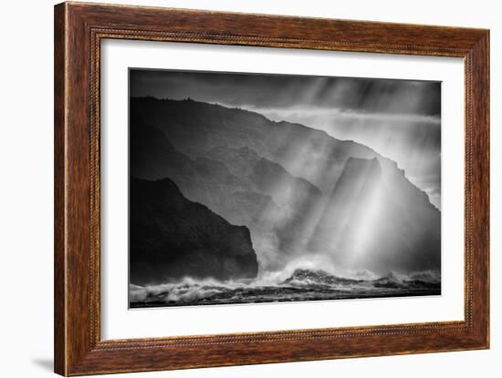 Sacred Light and Waves at the Na Pali Coast, Kauai Hawaii-Vincent James-Framed Photographic Print