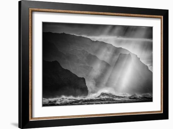 Sacred Light and Waves at the Na Pali Coast, Kauai Hawaii-Vincent James-Framed Photographic Print