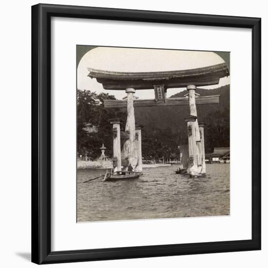 Sacred Torii Gate Rising from the Sea, Itsukushima Shrine, Miyajima Island, Japan, 1904-Underwood & Underwood-Framed Photographic Print
