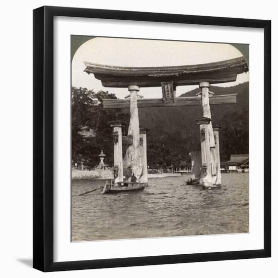 Sacred Torii Gate Rising from the Sea, Itsukushima Shrine, Miyajima Island, Japan, 1904-Underwood & Underwood-Framed Photographic Print