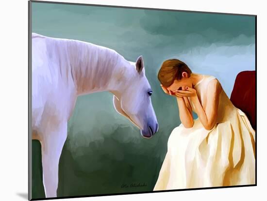 Sad Girl And Horse-Ata Alishahi-Mounted Giclee Print