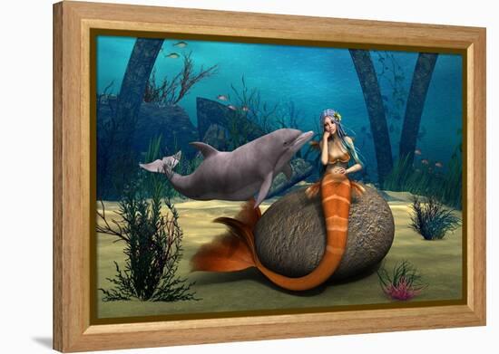 Sad Mermaid-Vac-Framed Stretched Canvas