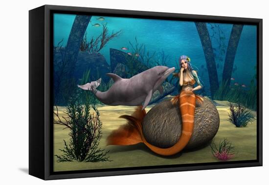 Sad Mermaid-Vac-Framed Stretched Canvas