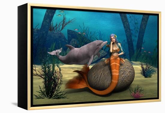 Sad Mermaid-Vac-Framed Stretched Canvas