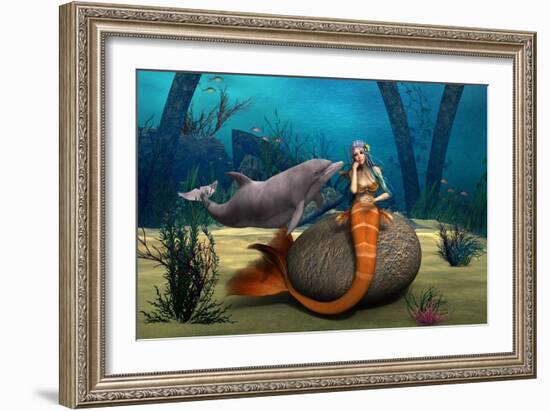 Sad Mermaid-Vac-Framed Art Print