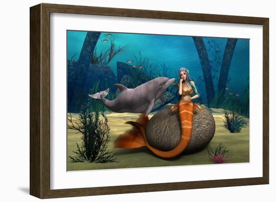 Sad Mermaid-Vac-Framed Art Print