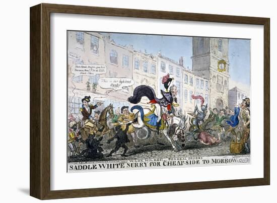 Saddle White Surry for Cheapside to Morrow, 1812-George Cruikshank-Framed Giclee Print