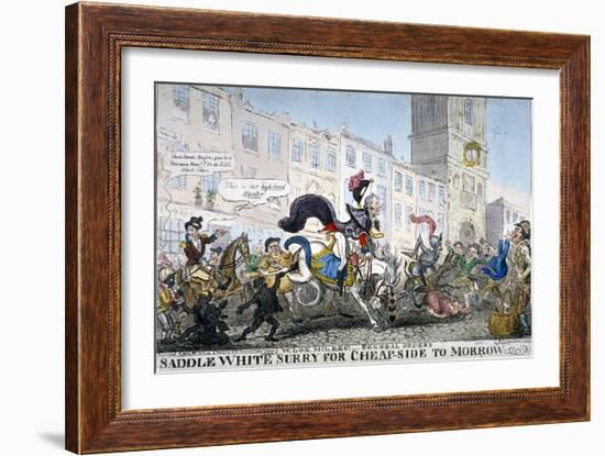 Saddle White Surry for Cheapside to Morrow, 1812-George Cruikshank-Framed Giclee Print