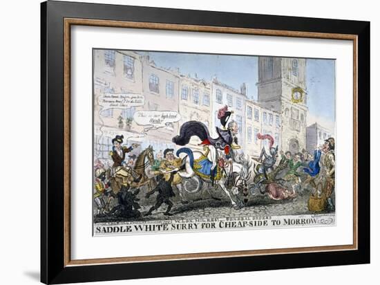 Saddle White Surry for Cheapside to Morrow, 1812-George Cruikshank-Framed Giclee Print