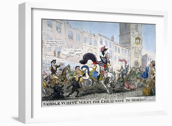 Saddle White Surry for Cheapside to Morrow, 1812-George Cruikshank-Framed Giclee Print