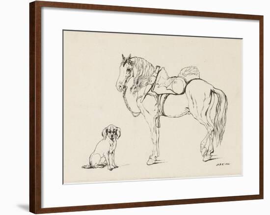 Saddled Horse and a Dog, 1841-Henry Abraham Klinkhamer-Framed Art Print