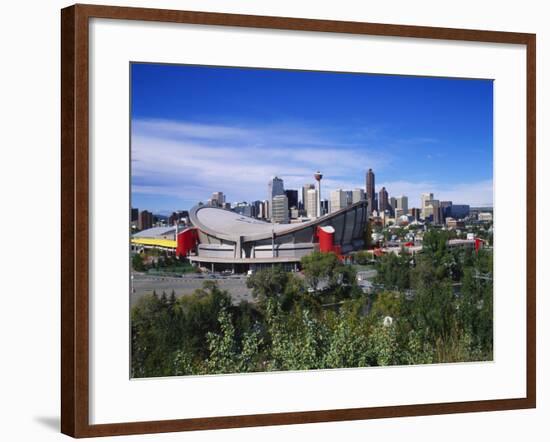 Saddledome and Skyline of Calgary, Alberta, Canada,-Hans Peter Merten-Framed Photographic Print