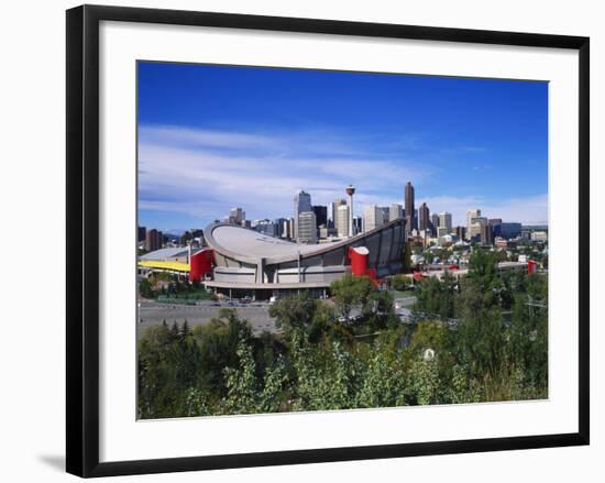 Saddledome and Skyline of Calgary, Alberta, Canada,-Hans Peter Merten-Framed Photographic Print