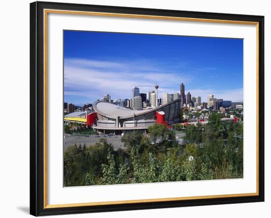 Saddledome and Skyline of Calgary, Alberta, Canada,-Hans Peter Merten-Framed Photographic Print