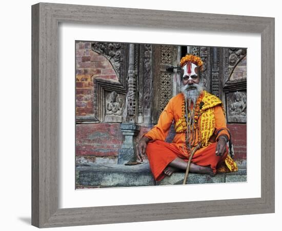 Sadhu, Durbar Square, Kathmandu, Bagmati, Central Region, Nepal, Asia-Jochen Schlenker-Framed Photographic Print