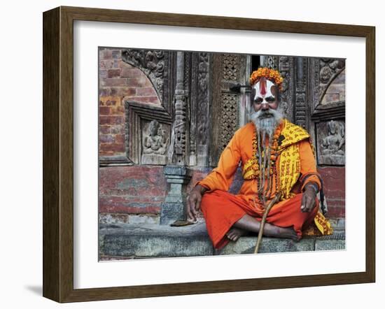 Sadhu, Durbar Square, Kathmandu, Bagmati, Central Region, Nepal, Asia-Jochen Schlenker-Framed Photographic Print