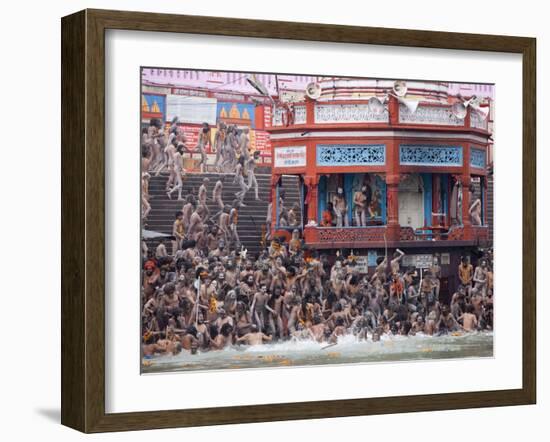 Sadhus at a Royal Bath (Sahi Snan) During Kumbh Mela in Haridwar, Uttar Pradesh, India, Asia-null-Framed Photographic Print