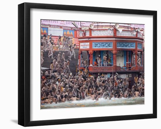 Sadhus at a Royal Bath (Sahi Snan) During Kumbh Mela in Haridwar, Uttar Pradesh, India, Asia-null-Framed Photographic Print