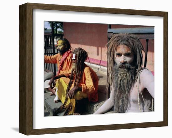 Sadhus, Hindu Holy Men, at Pashupatinath, Kathmandu Valley, Nepal, Asia-Bruno Morandi-Framed Photographic Print