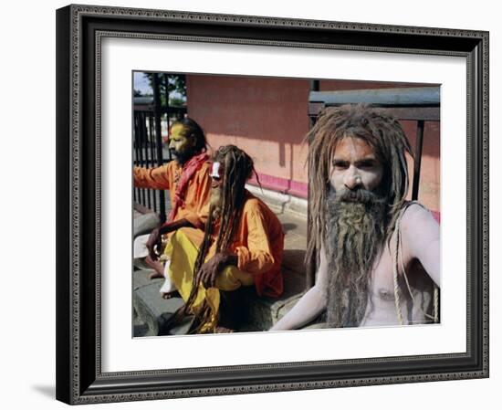 Sadhus, Hindu Holy Men, at Pashupatinath, Kathmandu Valley, Nepal, Asia-Bruno Morandi-Framed Photographic Print