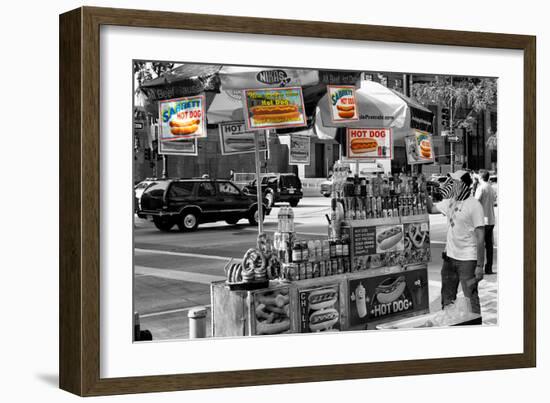 Safari CityPop Collection - NYC Hot Dog with Zebra Man III-Philippe Hugonnard-Framed Photographic Print