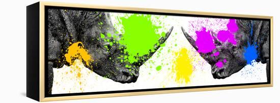 Safari Colors Pop Collection - Rhinos Face to Face II-Philippe Hugonnard-Framed Premier Image Canvas
