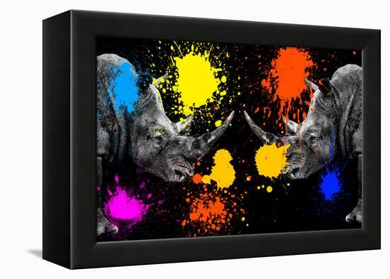 Safari Colors Pop Collection - Rhinos Face to Face III-Philippe Hugonnard-Framed Premier Image Canvas