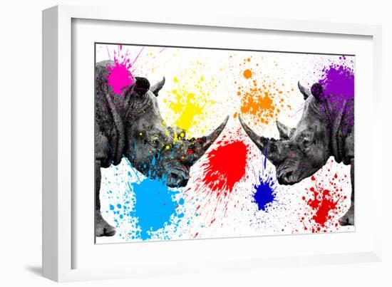 Safari Colors Pop Collection - Rhinos Face to Face III-Philippe Hugonnard-Framed Giclee Print