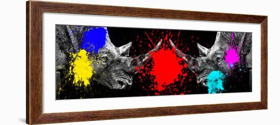 Safari Colors Pop Collection - Rhinos Face to Face-Philippe Hugonnard-Framed Giclee Print