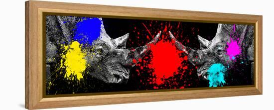 Safari Colors Pop Collection - Rhinos Face to Face-Philippe Hugonnard-Framed Premier Image Canvas