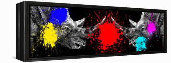 Safari Colors Pop Collection - Rhinos Face to Face-Philippe Hugonnard-Framed Premier Image Canvas