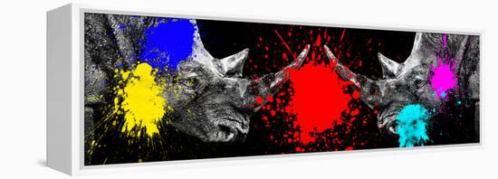 Safari Colors Pop Collection - Rhinos Face to Face-Philippe Hugonnard-Framed Premier Image Canvas