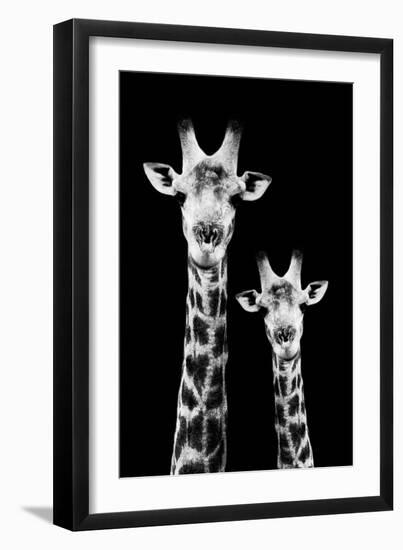 Safari Profile Collection - Portrait of Giraffe and Baby Black Edition IV-Philippe Hugonnard-Framed Photographic Print