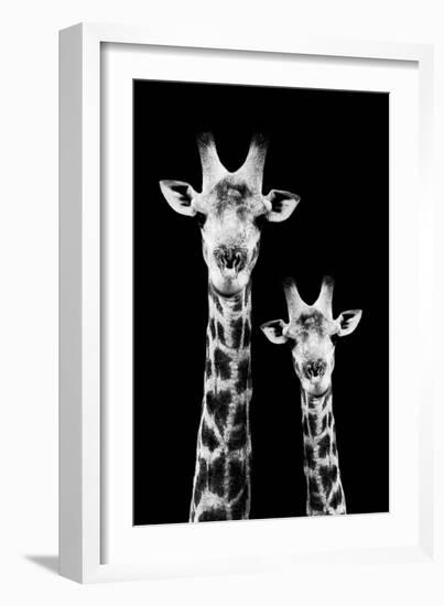Safari Profile Collection - Portrait of Giraffe and Baby Black Edition IV-Philippe Hugonnard-Framed Photographic Print