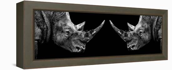 Safari Profile Collection - Rhinos Face to Face Black Edition II-Philippe Hugonnard-Framed Premier Image Canvas